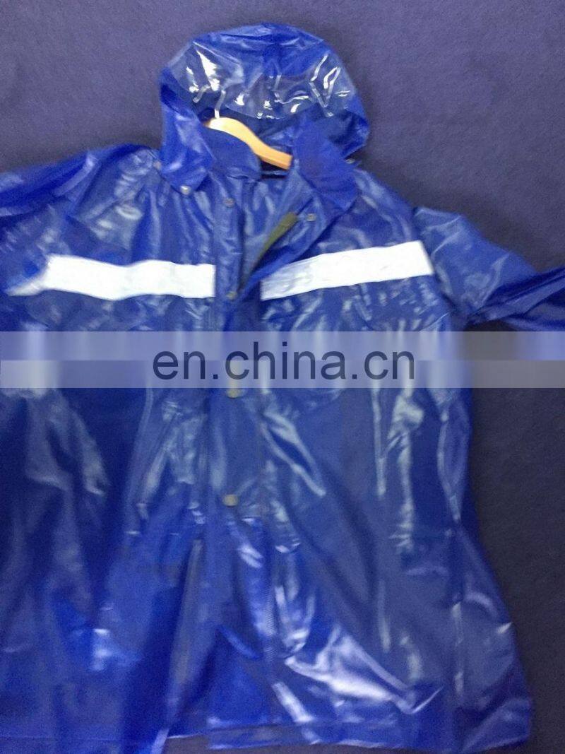 Maiyu waterproof pvc plastic raincoat with reflective tape