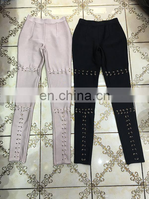 Amigo 2017 new design sexy XXX long tight bangage bodycon rayon pants for taller girls wear