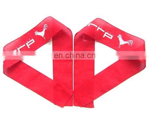 promotional sports band red ribbon with white printing cheering squad headband sports hairbow hair band advertising headwear