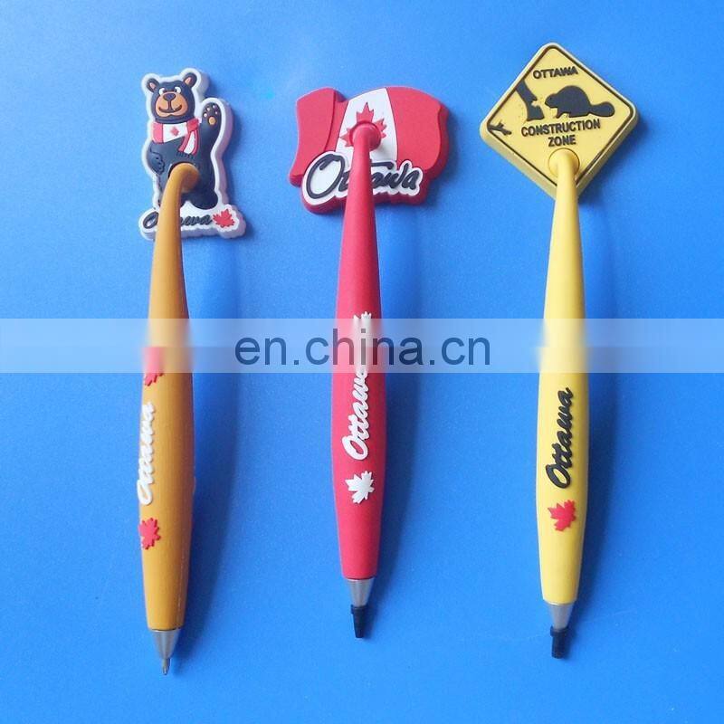 red logo printed free mould rubber fridge magnet ball pen