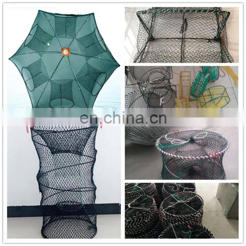 PE black fishing trap Hot dip galvanizing wire lobster trap fish traps foldable big spring cage for sale
