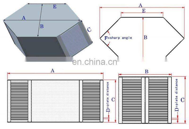sensible type cross-counter flow hydrophilic aluminium foil plate heat exchanger