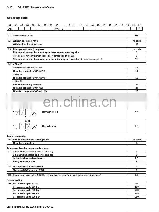 Rexroth DBW20 DBW20B1 DBW-20-B1 series pressure relief valve DBW-20-B1-5X/350-6EG24N9K4
