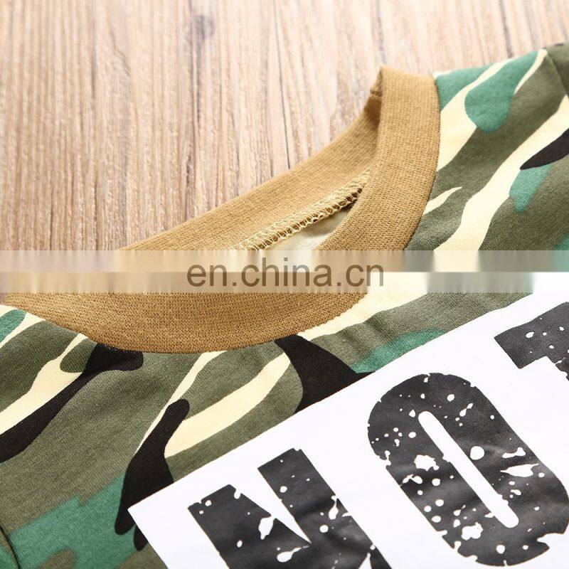New Fashion Wholesale Baby Sets Camouflage Short T Shirt And Black Pants Kids Girl Boy Outfits