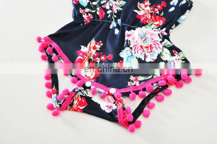Fashion Flower Printed Colorful Baby Clothes Sleeveless Summer Baby Girl Romper