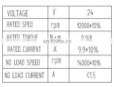 57mm 12000rpm 24V 250W Dc Brushless Motor