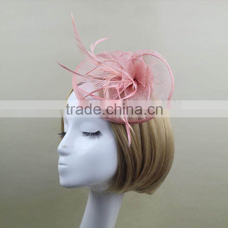 Elegant Feather Fascinator Sinamay Derby Races Hat