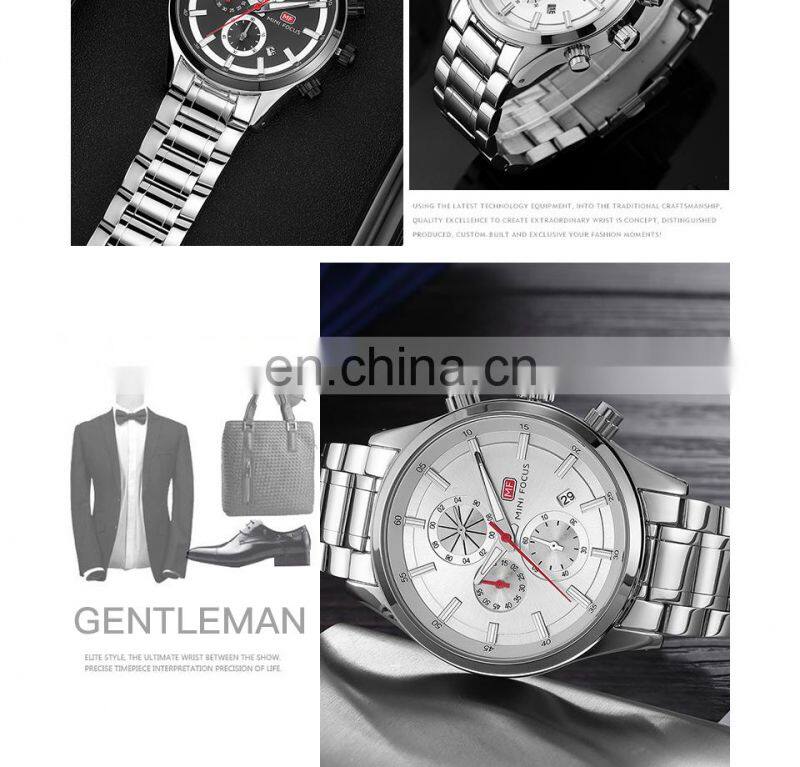 MINI FOCUS MF0081G Luxury Brand Men Watches Stainless Steel Waterproof Quartz Fashion Sport Wristwatches