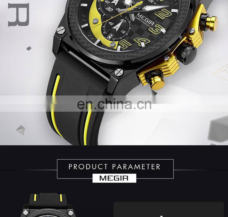 Chinese Wholesale MEGIR 2051 Original Brand Watch Fashion Military Big Dials Silicone Strap Sport Watches