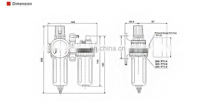 SNS SFC Series pneumatic air filter regulator lubricator F.R.L air source treatment unit