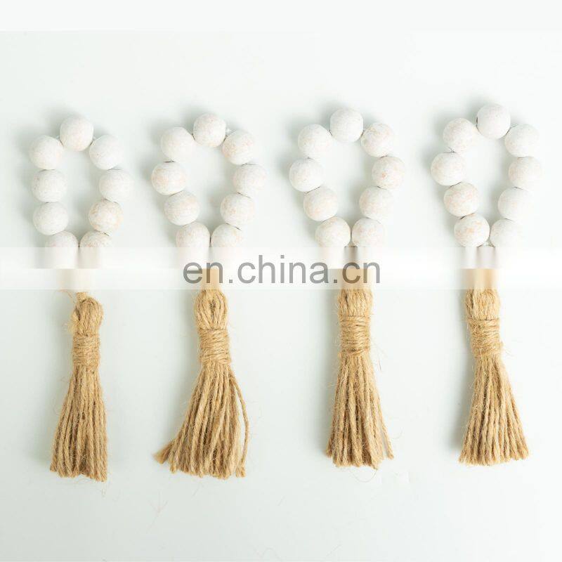 Wholesale Home Accessories Table Decoration Wood Beads Napkin Rings Tassel Macrame Napkin Ring