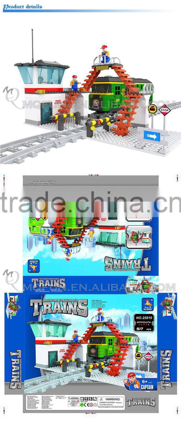 Mini Qute DIY intellect train rail track Transport vehicle action figure plastic building block model educational toy NO.25810