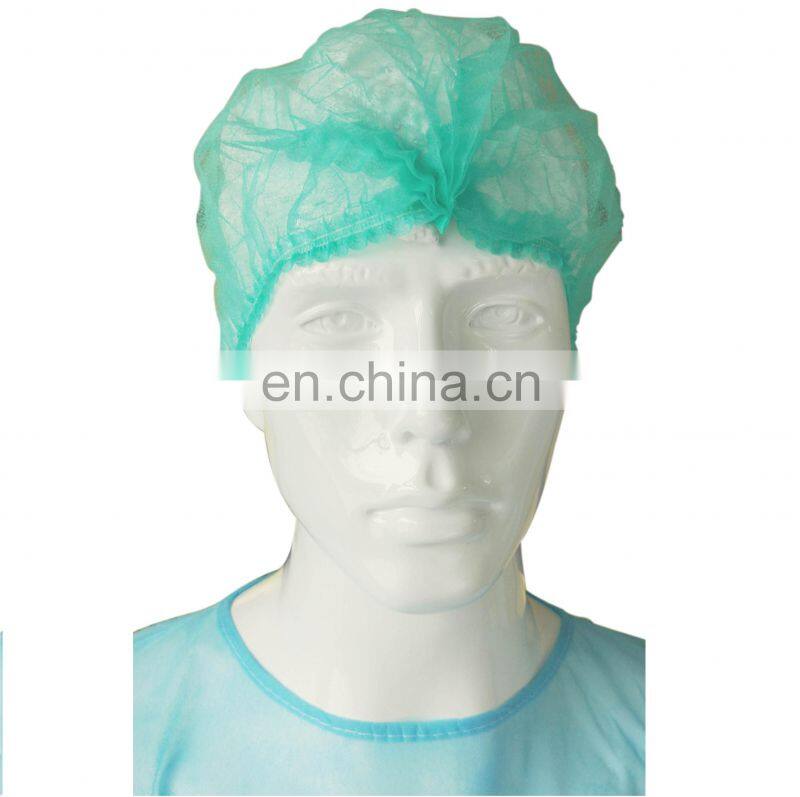 Single or Double Elastic Surgical Non Woven Bouffant Disposable Clip Cap