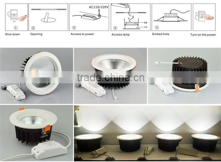 Aluminum Plastic Cover 10w up and down cob led downlight led recessed down light dimmable led downlight mounting holes 95mm