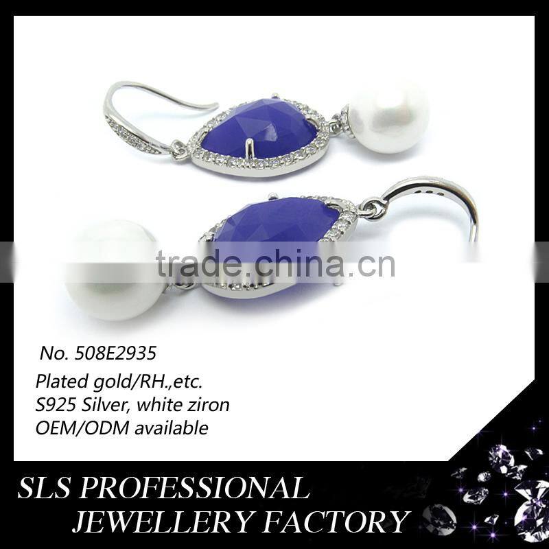 New products 2016 Hip hop jewelry wholesale 925 silver drop earring with purple stone