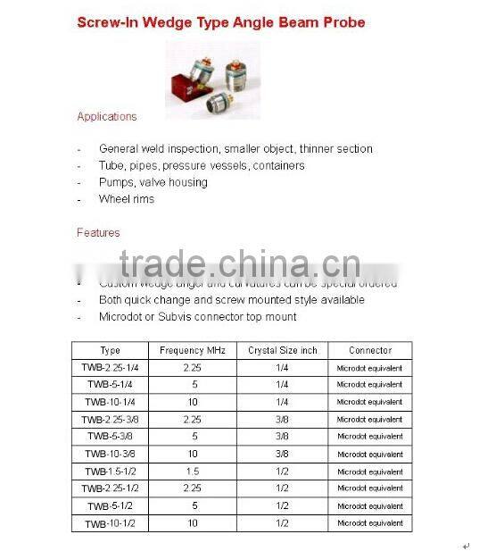 Very Popular Ultrasonic Flaw Meter Angle Beam Probe