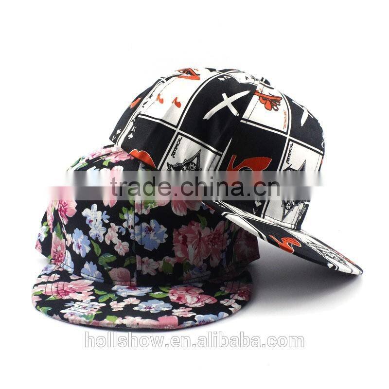 Latest Pattern Charm Flower Printed Unisex Hiphop Flat Cap Wholesale