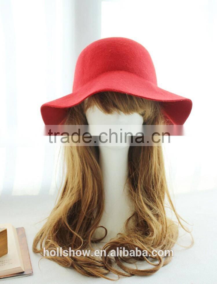 New Arrival Casual Vintage Elegant Lady Women Wide Brim Fedora Real Wool Hat