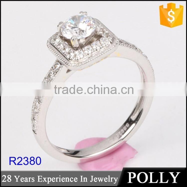 High quality 925 silver engagement ring with clear zircon for lady made in china