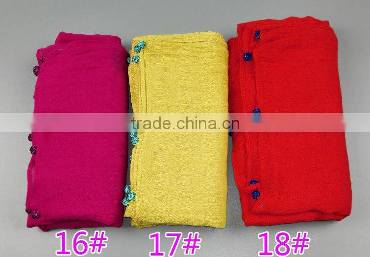 New Design Plain Blank Solid Color Cotton Ladies Fashion Scarves With Pendant