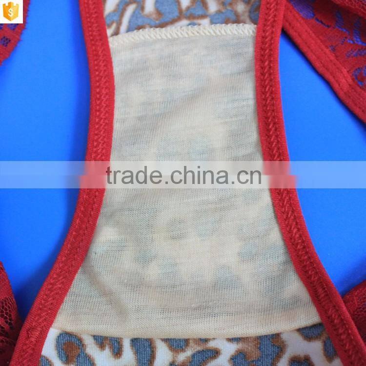 Extreme nylon lace fabric and leopard cotton women string