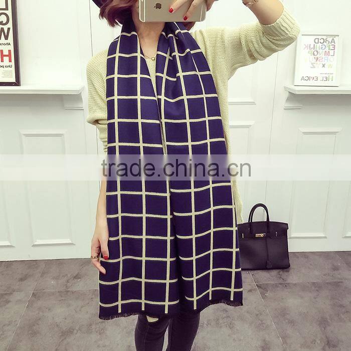 Latest Design Soft Warm Maxi Wool Cashmere Ladies Plaid Shawl
