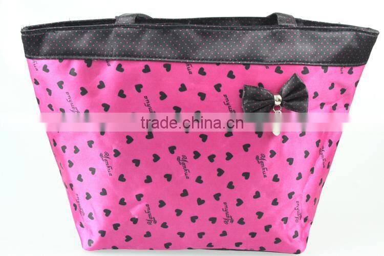 Handy pot red rose cosmetic bag with lovely bowknot