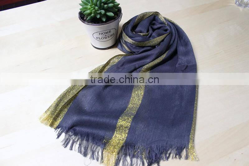 Fashionable cotton gold thread square scarf cotton long scarf twill scarf