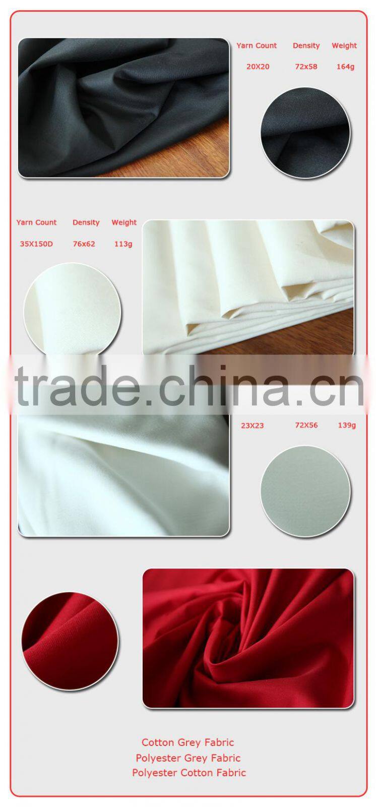 2015 Unique Cotton Twill Grey Fabric Price