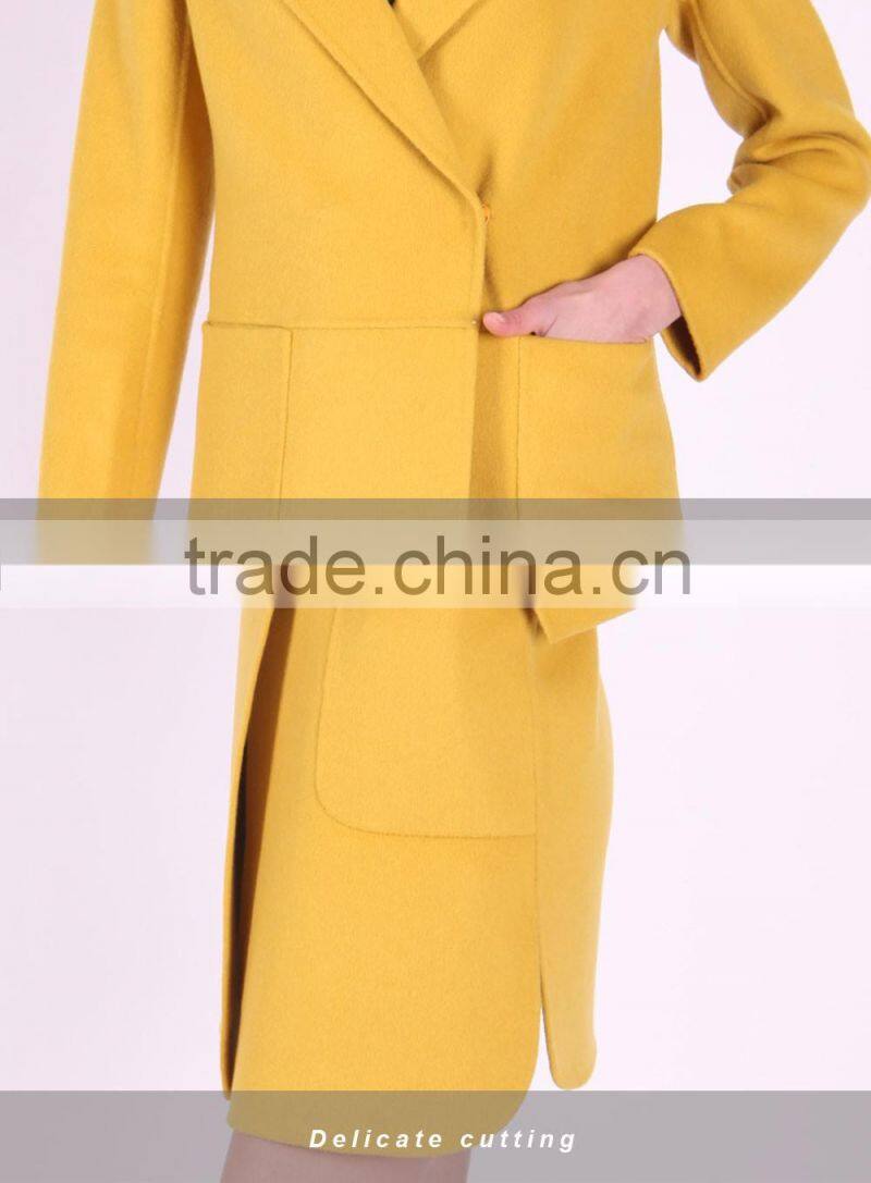 2016 Fashion Spring Wholesale Clothing Medium Length Slim Fit Wool Women Trench Coat