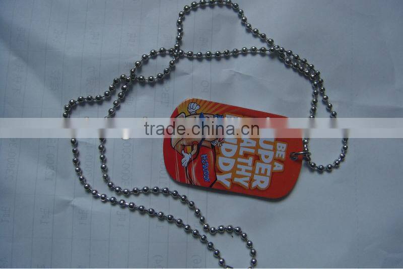 embossed Al dog tag necklace with silicone wrap