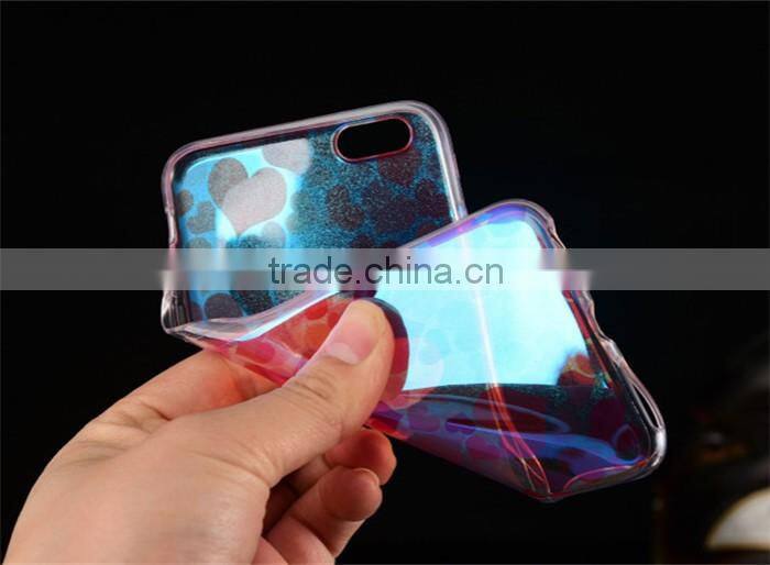 heart design fashion soft ultra thin tpu blue light case for iphone 6s 4.7