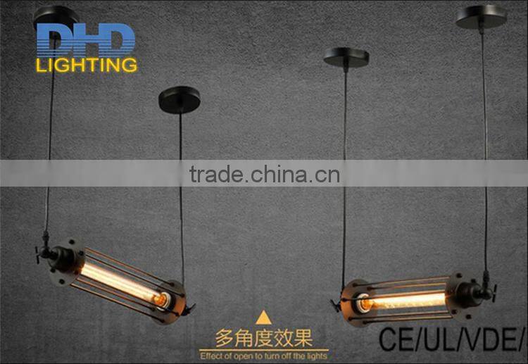 Vintage Rustic Metal lampshade Edison Pendant lamp lights Retro Lustre long cage shade hanging lampe Fixture Industrial lighting