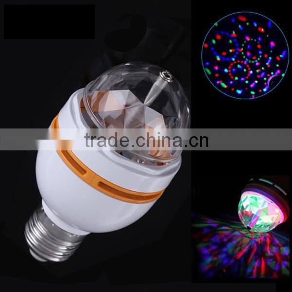 3W Plastic Energy Saving Head Rotating Led Decoration Disco Laser Light Bulb