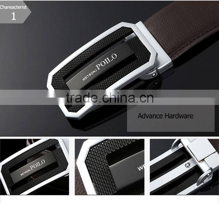 Genuine fashion handcrafted leather double pin belt buckle belt