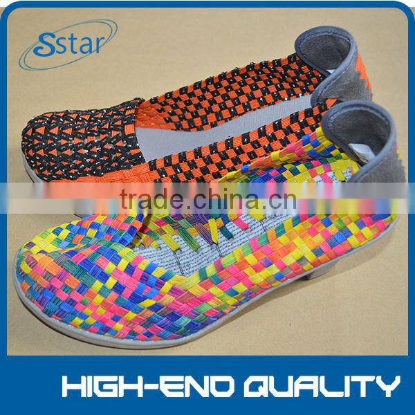 hand woven ladies leather flat shoes