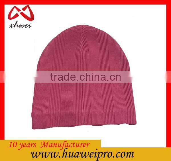 Custom Logo Winter Beanie Hat Womem Chunky Knit Warm 100% Cotton Beanie Cap