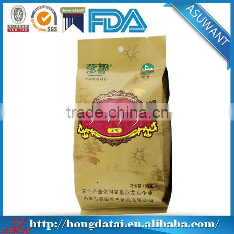 Hot sell resealable flat bottom plastic food bags