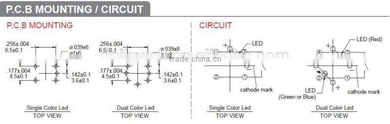 Single color LED light trctile switch with cap tact switch
