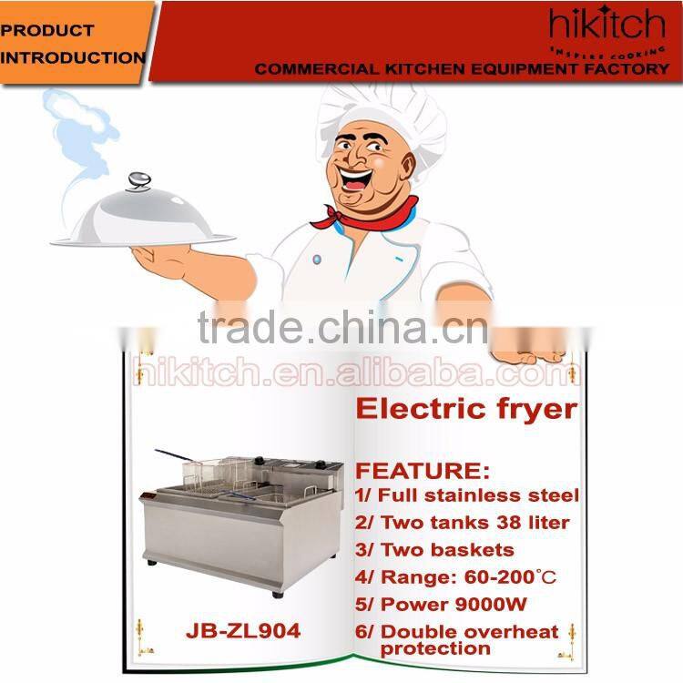 electric 2-tank fryer 2-basket restaurant deep fat steak fryer Guangzhou factory