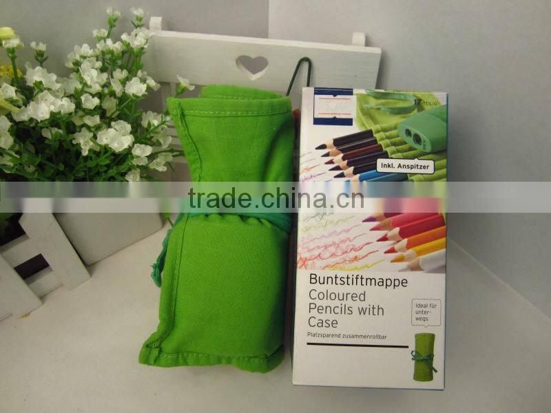 jumbo triangle coloring pencils /green cloth bag /senior grade jumbo color pencil