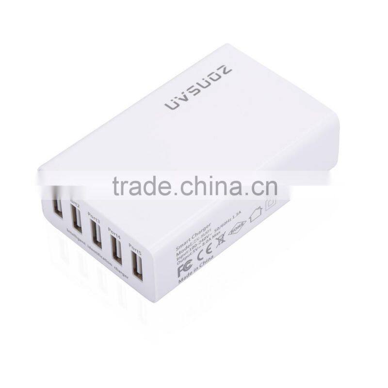 40W Portable 5-PORT USB Phone Charger Travel Charger