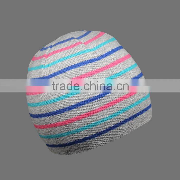 CUSTOM RED AND WHITE STRIPED BEANIE HAT WITH EMBROIDERY