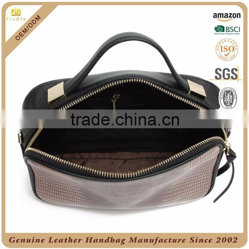 CSS1496-001 2016 Newest Chinese Manufacturer Made Lady Metal Genuine Leather Lizard Grain Coss body Handbag