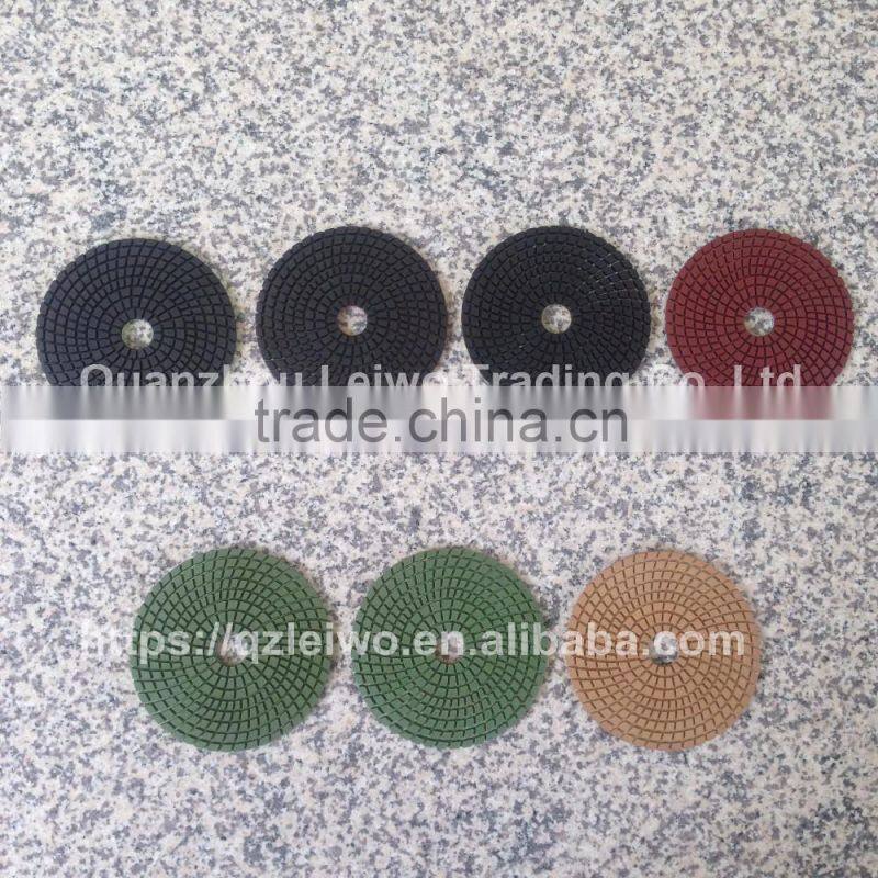 Flexible Diamond Polishing Pads 5 inch (125 mm) Wet Spiral Teeth Premium Resin Polishing Pad for Granite Polishing Circle Wheel