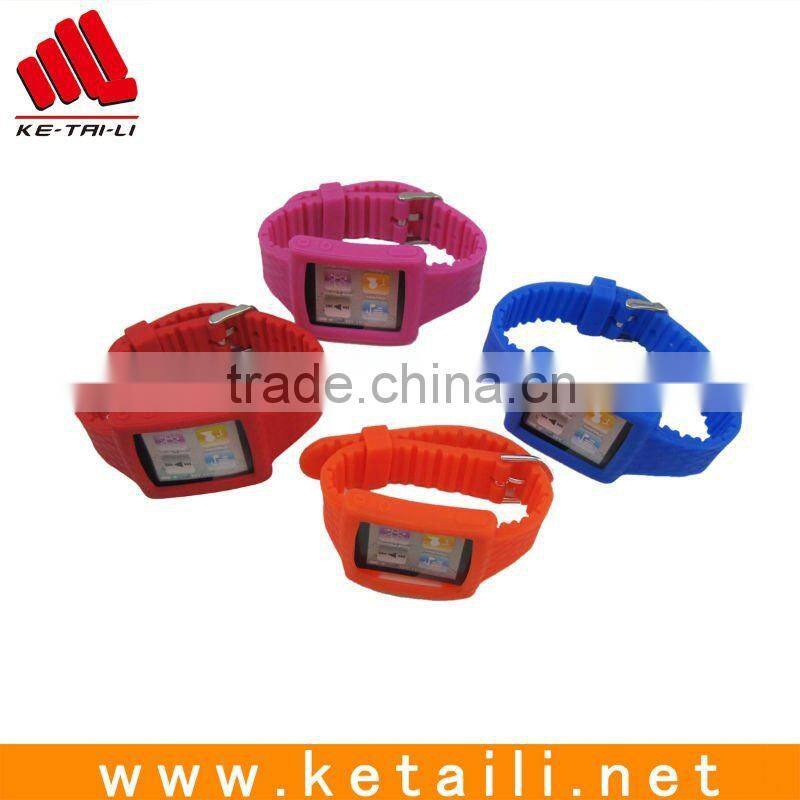 fashion silicone phone case for ipod nano 5 with wristband