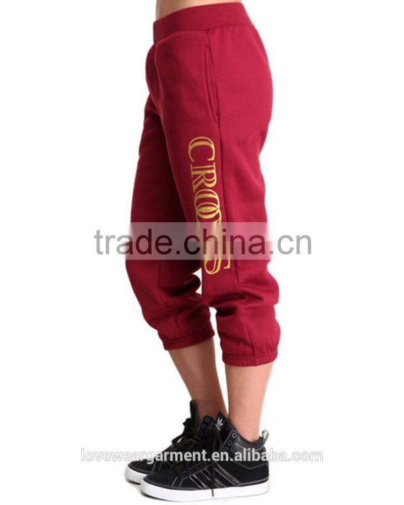 Cropped sweatpants women custom print cotton fleece sweatpants