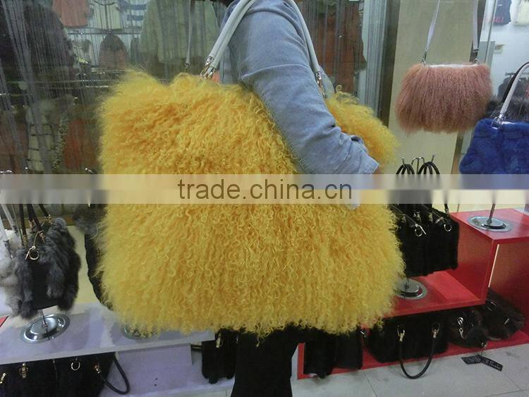 Mongolia Sheep Fur Handbag Genuine Lamb Fur Tote Bags