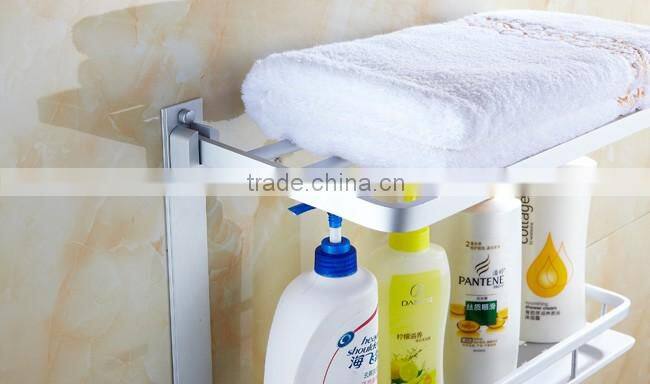 3 tier Bathroom Minimalist Towel Rack Shelf with Foldable Towel Bars/aluminum Wall Mounted bathroom rack