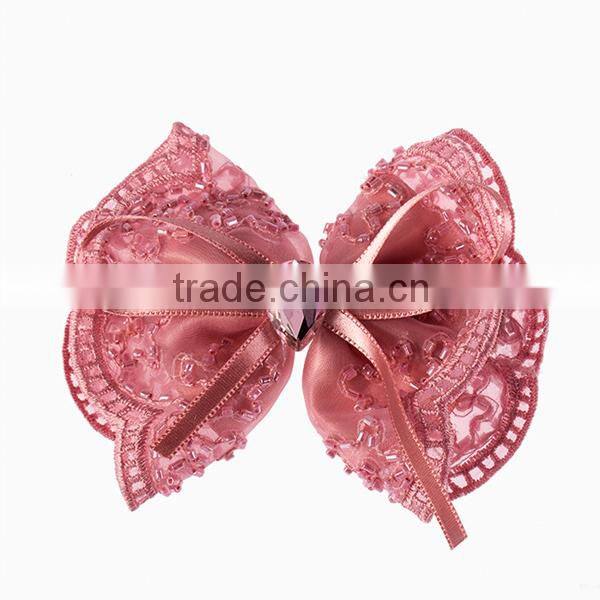 small beads bow korean ribbon hair clip, grosgrain ribbon hair clip